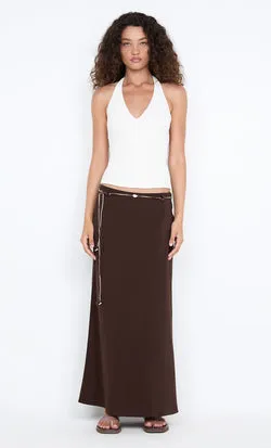 SILK BIAS MAXI SKIRT - CHOC