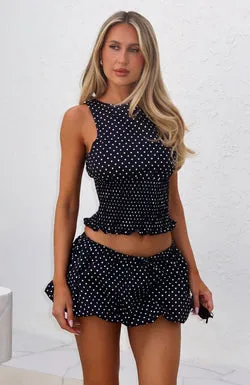Runaway Heart Top Black/White Polka Dot