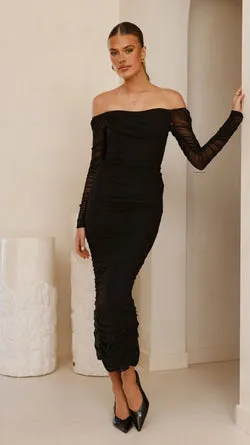 Kylie Maxi Dress Long Sleeve - Black