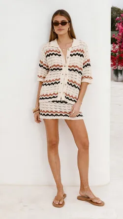 Greta Mini Skirt - Natural Stripe
