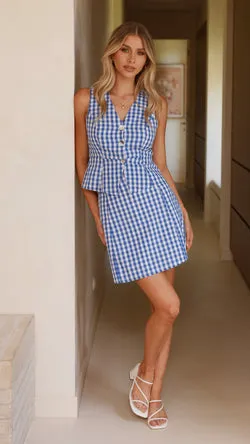 Jesalyn Mini Skirt - Blue Check