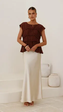 Darina Bias Cut Maxi Skirt - Champagne