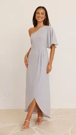 Emma One Sleeve Maxi Dress - Silver
