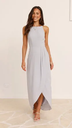 Genevieve Boat Neck Maxi Dress - Silver