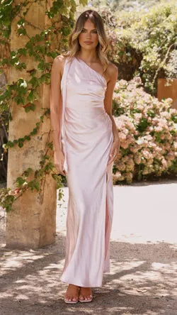 Halle One Shoulder Maxi Dress - Pink