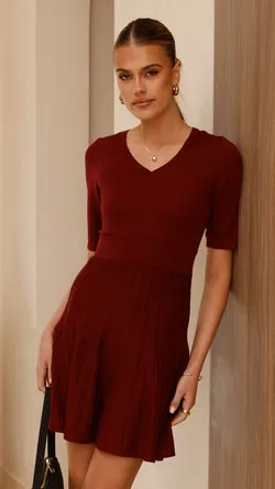 Jasmyn Mini Dress - Burgundy