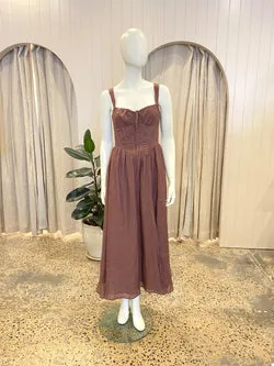 Bardot x Revolve Esra Midi Dress in Chocolate - Size 8