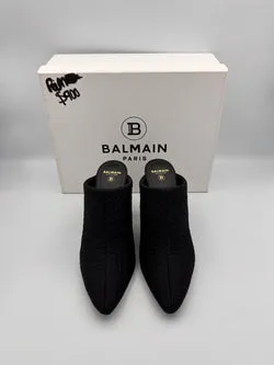 Balmain Black Ulla Monogram Quilted Mules Size 39