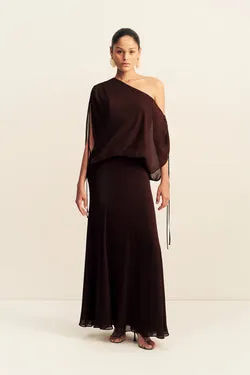 AMINA OFF SHOULDER BLOUSON MAXI DRESS - RISTRETTO