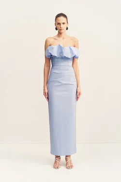 CAMPBELL STRAPLESS BUBBLE MAXI DRESS - CORNFLOWER BLUE
