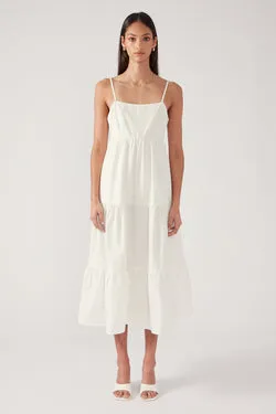 Perfect Stranger TIERED OPEN BACK MIDI DRESS Cream