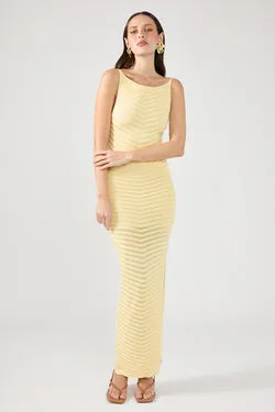 Perfect Stranger Genova Square Neck Knit Midi Dress Yellow