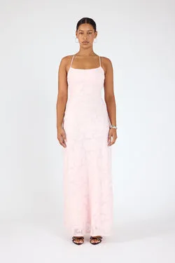 Perfect Stranger Evon Lace Up Back Maxi Dress Light Pink