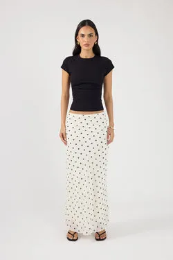 Perfect Stranger Polka Wish Maxi Skirt Cream Print