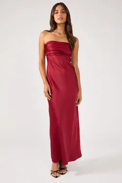 Perfect Stranger Corrie Strapless Maxi Dress Burgundy