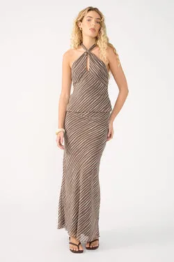 Perfect Stranger Priscilla Bias Cut Maxi Skirt Taupe Print