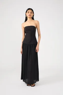 Perfect Stranger Emilia Drop Waist Midi Dress Black