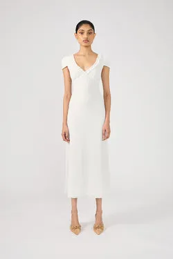 Perfect Stranger Mimsy Short Sleeve Midi Dress White