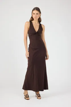 Perfect Stranger Ellie Twist Front Maxi Dress Brown