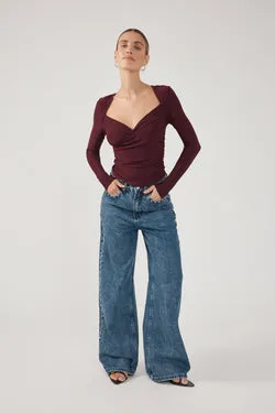 Perfect Stranger Dominik Long Sleeve Top Plum