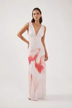 Perfect Stranger Cassia Flower Maxi Dress Pink Print