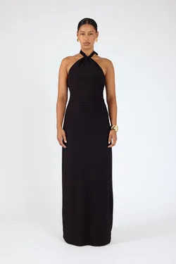 Perfect Stranger Isla Halter Twist Maxi Dress Black