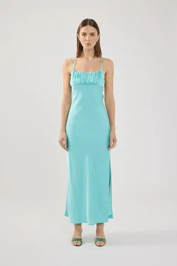 Perfect Stranger Colette Lace up Maxi Dress Turquoise