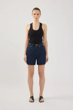 Perfect Stranger High Rise Denim Short Indigo Denim