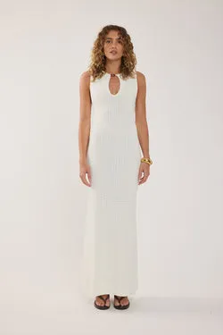 Perfect Stranger Zella Crochet Maxi Dress White