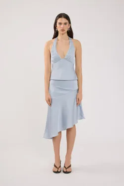 Perfect Stranger True Romance Satin Midi Skirt Ice Blue