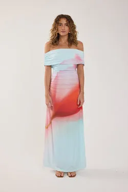 Perfect Stranger Yasmin Off Shoulder Maxi Dress Red Print