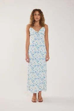 Perfect Stranger Mademoiselle Maxi Dress Blue Print