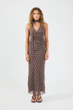 Perfect Stranger Polka Wish Maxi Skirt Brown