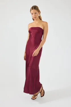 Perfect Stranger Hallie Strapless Maxi Dress Burgundy