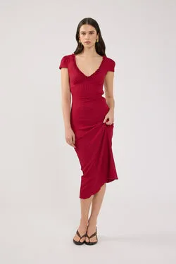 Perfect Stranger Mimsy Short Sleeve Midi Dress Red