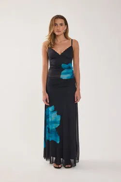 Perfect Stranger Belle Maxi Skirt Blue Print
