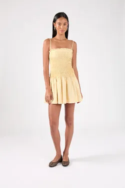 Perfect Stranger Cameron Pintuck Mini Dress Yellow