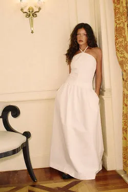 Perfect Stranger Morella Halter Maxi Dress White