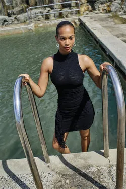 Perfect Stranger Sian Stretch Lace Mini Dress Black