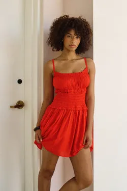 Perfect Stranger Ellis Shirred Mini Dress Red