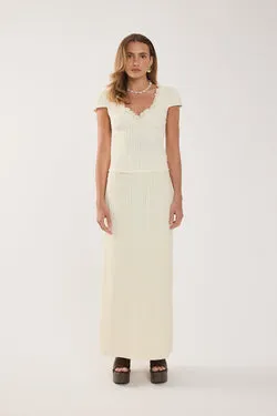 Perfect Stranger Noah Frill Maxi Skirt Butter Yellow