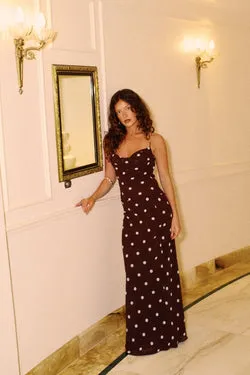 Perfect Stranger Naya Polka Maxi Skirt Blue/Brown Polka