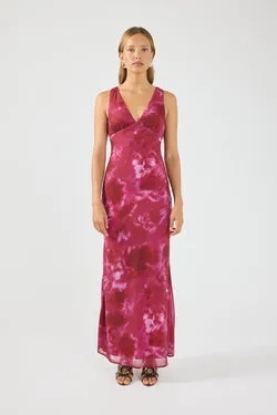 Perfect Stranger Cerise Maxi Dress Pink Print