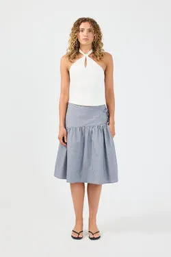 Perfect Stranger Mysti Wrap Midi Skirt Navy Stripe