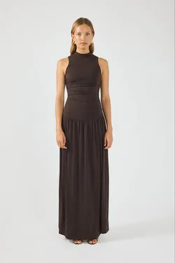 Perfect Stranger Camille High Neck Maxi Dress Brown