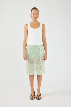 Perfect Stranger Zelie Sequin Midi Skirt Mint