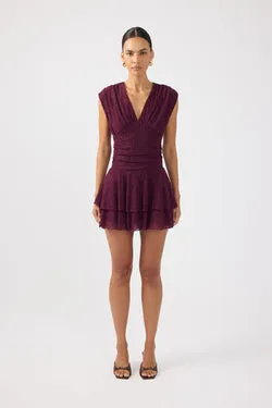 Perfect Stranger Ardena Frill Mini Dress Plum
