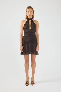 Perfect Stranger Carmin Halter Mini Dress Brown