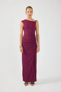 Perfect Stranger Miro Twist Maxi Dress Plum