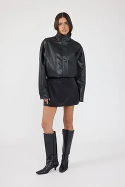Perfect Stranger Millie Satin Mid Rise Mini Skirt Black